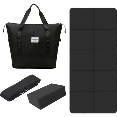Ensemble de yoga premium - - avec sac de transport - Kit complet d'accessoires de yoga pour la maison et le studio - Noir (1/5)