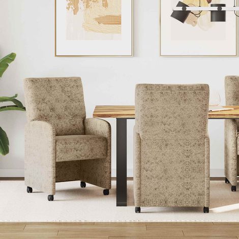 Esszimmerstühle mit Rollen 2 pcs Hellgrau 58 x 67 x 97 cm
