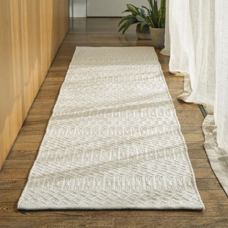 Halsey Hand Made Geometric Flatweave Kitchen Garden Indoor Outdoor Natural Rug Floor Mat Hallway 66 x 240 cm (1'x11''x7'10'') Runner (1/4)