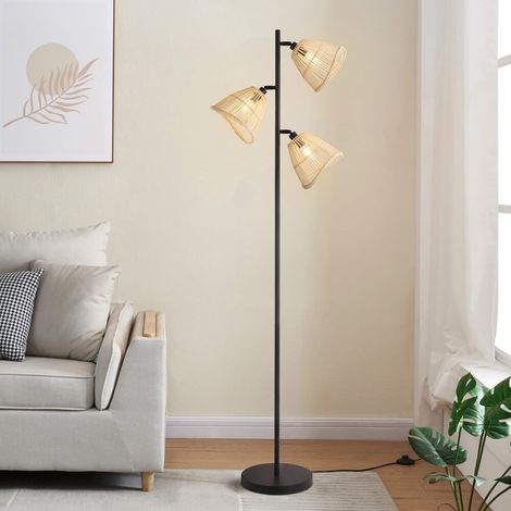 HOME DELUXE Stehleuchte aus Rattan FELIA - Beige  Stehlampe, Rattanlampe, Boho-Lampe (1/2)