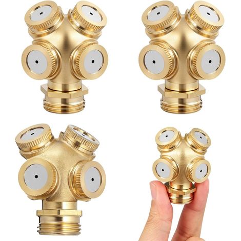 4 Hole Spray Nozzles for Watering System Lawn Cooling System (Brass) (1/5)