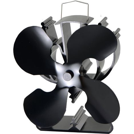 Ventilateur de poêle à énergie thermique à 4 pales pour poêles à bois/à bûches/cheminées, 80 % d'air chaud en plus que les ventilateurs à 2 pales (1/4)
