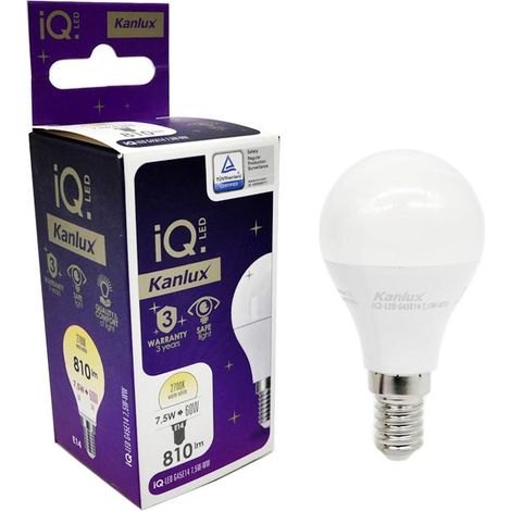 LAMPADINA LED IQ-LED G45E14 7,5W-WW - KANLUX                                                             - Luce CALDA (1/3)