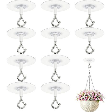 10 Pièces Crochet Plafond Sans Percer, Crochet Adhésif Charge Lourde (1/5)