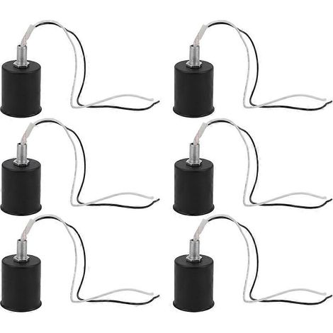 6 x E27 céramique vis base rond LED ampoule lampe prise support adaptateur métal lampe support avec fil noir (1/5)