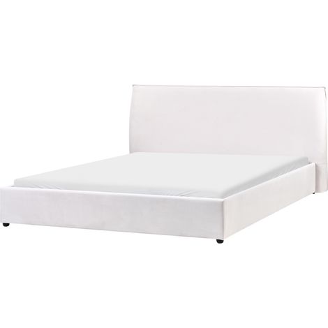 Cama moderna de terciopelo blanco crema 180 x 200 cm tradicional Lavaur (1/5)