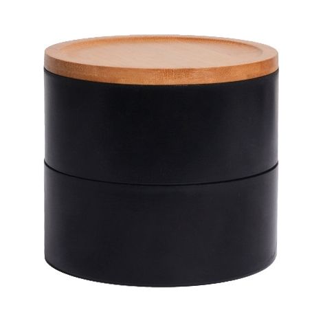 Boîte à bijoux ronde en bambou - Organisateur de bureau - Noir (1/3)