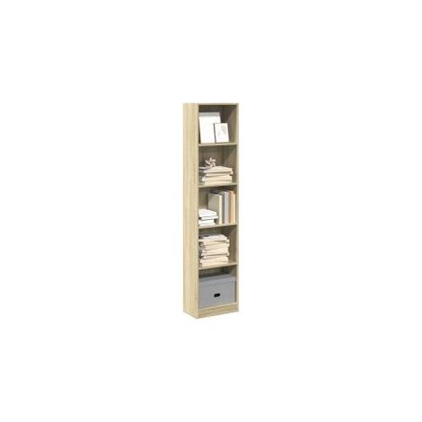 Bibliothèque en bois 5 niveaux L40xH176xP24 - Collection Klazik-Chêne clair (1/5)