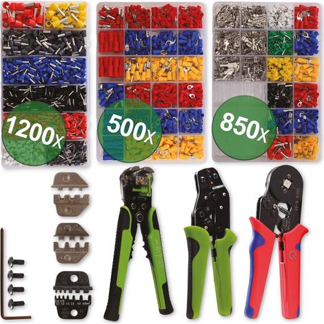 QUADRIOS Zangen-Set 22T016, Maxi mit Zubehör, 1200x Aderendhülsen