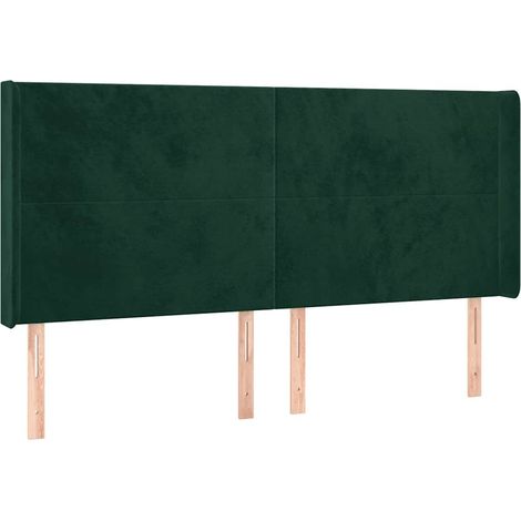 Testiera  Testata del letto ad Orecchio Verde Scuro 203x16x118/128 cm in Velluto (1/5)