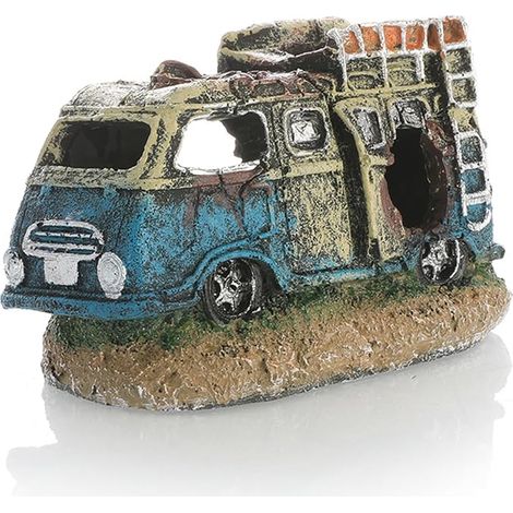 Décoration pour Aquarium, Ornements de Épave de Voiture Artificielle Décoration Paysagère d'aquarium en Grotte Endommagée Petit Aquarium Habitat pour Animaux Aquatiques (1/4)