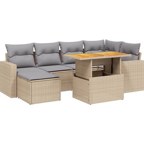 Maison Exclusive - Set sofás de jardín 7 piezas y cojines ratán s (1/4)