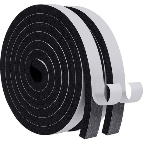 Joint d'isolation thermique pour portes et fenêtres 3cm x 2cm x2m adhésif de joint en mousse, bande d'étanchéité acoustique noir