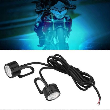 Feux de rétroviseur universels à LED pour guidon de moto, feux de jour, feux antibrouillard, bleus