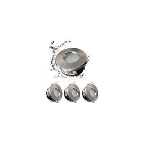 Spot encastrable étanche IP65 GU10 pour salle de bain – Aluminium moulé – Installation facile – Diamètre 85mm – Nickel satiné (1/5)