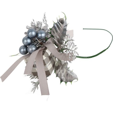 Décorations de Noël branche - modèle 4, mousse/plastique/pommes de pin naturelles/tige métallique, 23x15 cm (1/5)