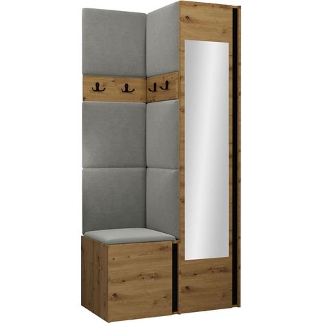 Conjunto para recibidor Pinis XXV, Polo 894, 186x82x46cm, Espejo, Aglomerado laminado, Tapiz, Colocada, Montada en la pared (1/5)