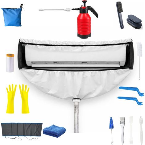 Kit de Nettoyage climatisation Panneaux latéraux Double Face, Housse climatiseur imperméable en épais pour climatiseur Split Mural – Noir-Blanc, Taille 4XL (1/5)