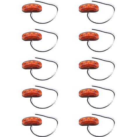 10 Feux De Position Ovales 2 LED 6,35cm Super Lumineux Étanches Pour Voiture Remorque Camion Ambre (1/5)