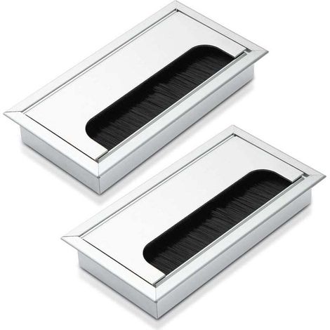 Confezione da 2 passacavi - Realizzati in alluminio XU - 160 x 80 mm - Colore: argento, prodotto di alta qualità, durevole e affidabile, materiali selezionati, conformi agli standard - KZQ (1/4)