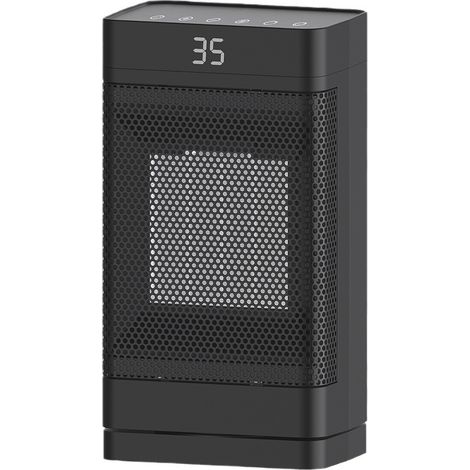 Aérotherme 1500 W, radiateur PTC avec télécommande, radiateur soufflant oscillant à 60° à économie d'énergie (noir)