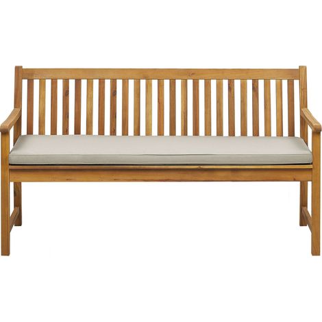 Garden Bench with Cushion VIVARA 160 cm Certified Acacia Wood Beige