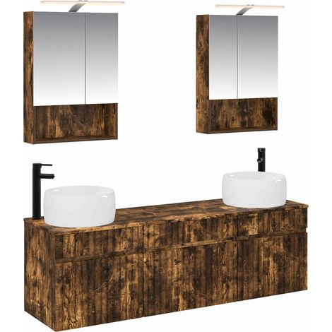 Ensemble d'armoire de salle de bain 5 pcs Chêne fumé vidaXL (1/5)