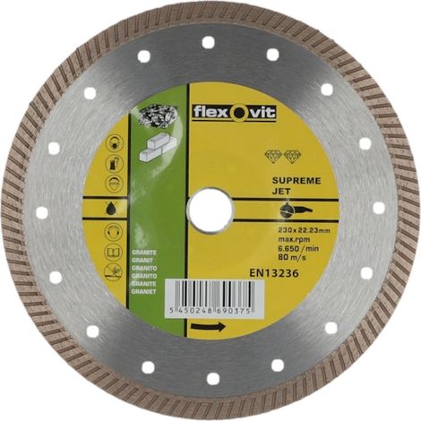 Disque diamant INDUSTRIAL LINE SUPREME JET - Ø 230 mm - Ø alésage 22.23 mm - FLEXOVIT