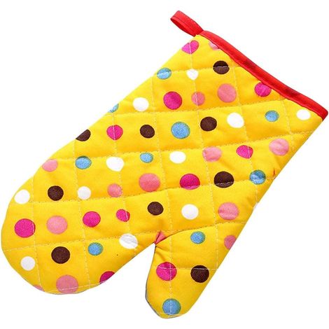 Gants De Cuisson - Protection Thermique Pour Four Micro-ondes Et Cuisinière - Coton Épais Avec Points Non Glissants - Jaune - Lot De 2 (1/3)