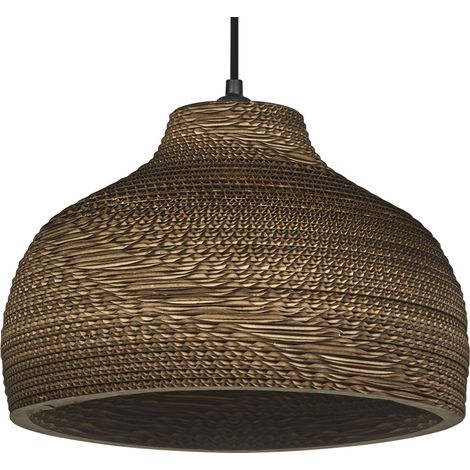 OSRAM Suspension Decor Cardboard Hat marron en carton ondulé, légère, E27, diamètre 360 mm, abat-jour en matériau recyclé, durable grâce à sa source lumineuse remplaçable, montage facile (1/5)
