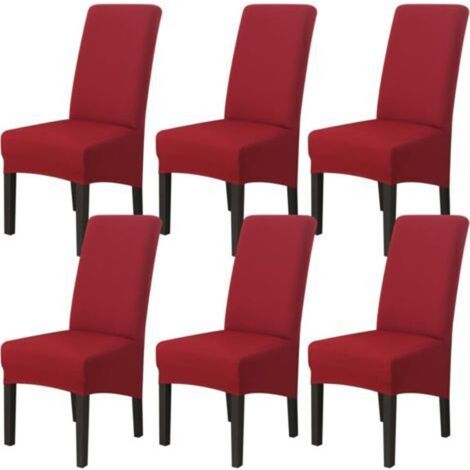 Set of 6 Dining Chair Covers (Burgundy), Stretch Chair Covers Universal Large Washable, Easy to Clean for Dining Room Living Room Decor (1/5)
