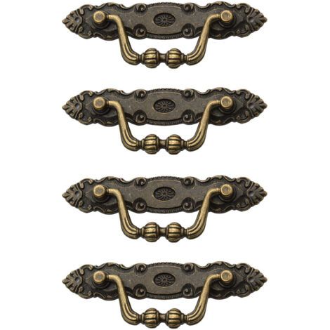 4er-Set Vintage-Schubladengriffe aus klassischer Bronze, Zinklegierung, mit 8 M2-Schrauben für Möbel (1/5)