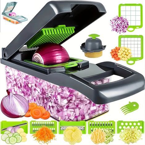 Multifunktionaler Gemüseschneider für die Küche, Kartoffel- und Gurkenschneider, Reibe, Hobel, ABS-Material, 15-in-1 Gemüseschneider (1/5)