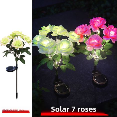Strauß aus 7 künstlichen Rosen mit farbiger LED-Beleuchtung (grün), ideal für Hochzeiten, Gartendekorationen oder Valentinstagsdekorationen. Auch im Großhandel erhältlich. (1/5)