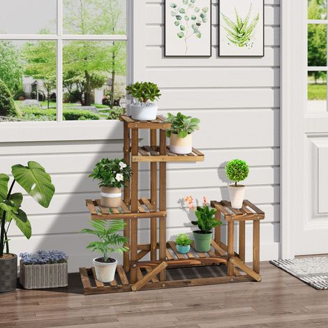 Estantería para plantas de madera de 6 niveles, 95 x 28 x 96,5 cm, naranja quemado OKMYHOME (1/5)