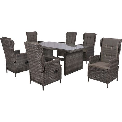 Saviano Set 13tlg Stahl/Kunst Tisch 185 x 90 cm