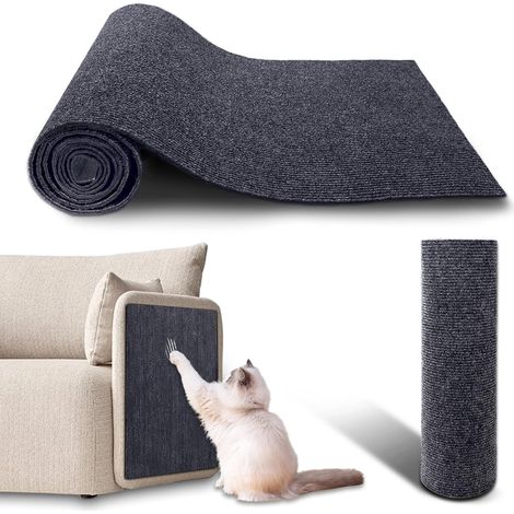 1 tapis griffoir autocollant pour chat - 200 cm x 40 cm - Pour griffer le canapé et le chat - Avec poignée en bois (1/5)