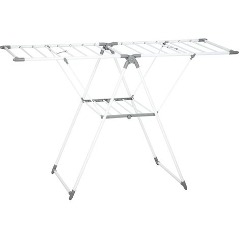 CHICFURN Tendedero plegable 1,565 m de metal blanco de 2 niveles con alas ajustables (1/5)
