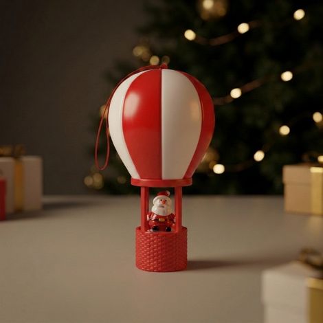 Lanterne LED décorative de Noël style montgolfière, lampe à bougie sans flamme avec poignée, décoration de table festive, idée cadeau enfant, fête et ambiance chaleureuse 2pcs (1/5)