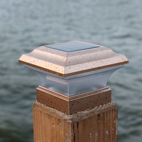 Lampadaire Solaire Pour Poteau - Abat-jour En Plastique Doré - Éclairage Extérieur Automatique À Détecteur De Luminosité - Pour Clôture Jardin Terrasse - Lot De 1 (1/5)