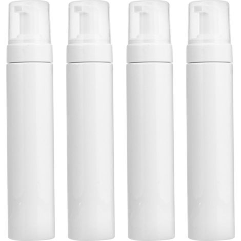 4-Piece Refillable Foaming Bottle, Portable and Leak-Proof, 250ml White Plastic Dispenser for Gel and Shampoo, for Bathroom (1/5)