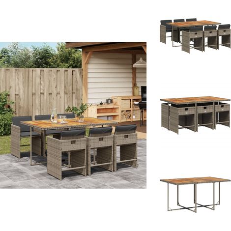 Ensemble à manger de jardin et coussins 7 pcs gris rotin - Salon De Jardin - Meuble De Jardin - Set De Jardin - Table De Jardin - Chaises De Jardin (1/5)