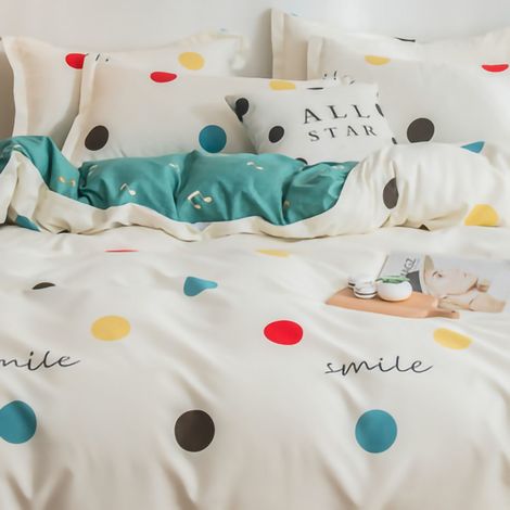 Housse de couette simple en coton brossé doux pour la peau, texture épaisse en pur coton, convient aux dortoirs étudiants, housse de couette simple, literie, housse de couette simple à pois colorés, 2 (1/5)