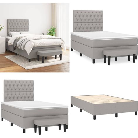 Boxspringbett mit Matratze Hellgrau 120x200 cm Stoff - Boxspringbett - Doppelbett - Bett Mit Lattenrost - Bettsofa - Schlafsystem - Home & Living (1/5)