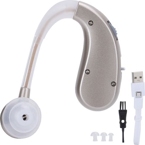 Aide auditive rechargeable 20P derrière l'oreille, amplificateur sonore ABS argenté, casque d'assistance auditive pour malentendants. (1/5)
