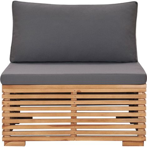 Maison Exclusive - Garten-Mittelsofa mit Grauer Auflage Massivhol (1/5)