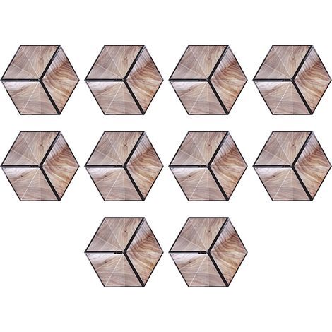 Carreau adhésif céramique imitation bois hexagonal antidérapant imperméable stickers sol déco (1/5)