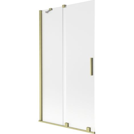 Paroi de baignoire coulissante à 2 volets Mexen Velar 100 x 150 cm, verre dépoli, finition or brossé - 896-100-000-31-55 (1/2)