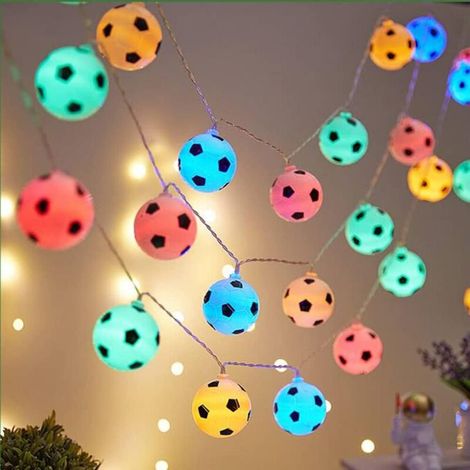 Luci decorative a tema calcio, luci decorative per interni/giardino, luci a LED USB, 3 m, 20 LED colorati, decorazioni per la camera delle ragazze, bar, feste, decorazioni natalizie (1/4)