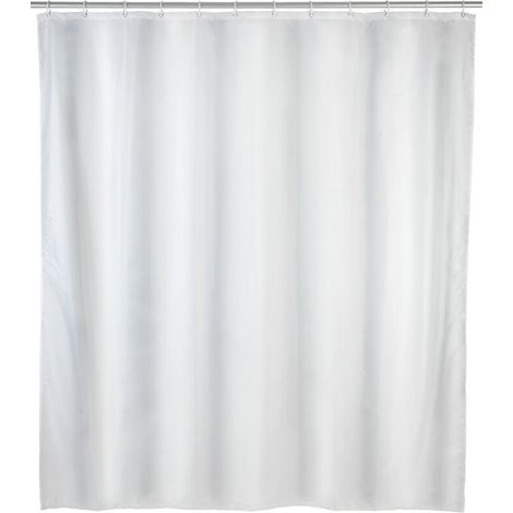 Rideau de douche blanc pur, 240 x 180 cm, lavable en machine et imperméable, comprend 16 anneaux de rideau de douche en plastique blanc, matériau polyester, 240 x 180 cm, blanc. (1/5)
